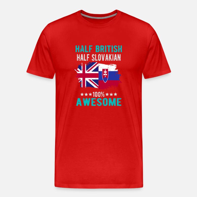 Halb Brite Halb Slowake - Männer Premium Bio T-Shirt - Rot