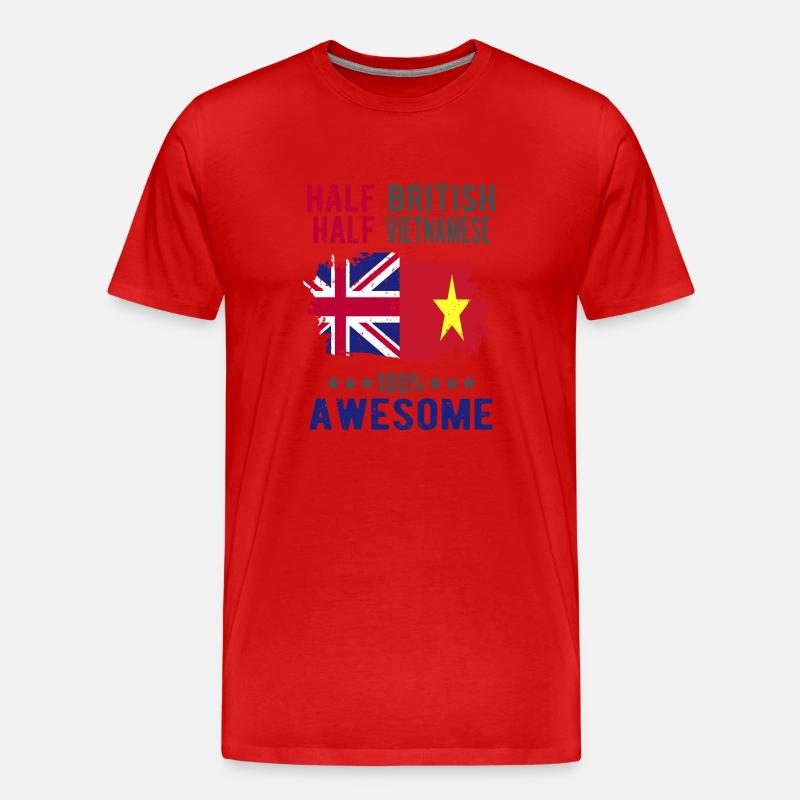 Halb Brite Halb Vietnamese - Männer Premium Bio T-Shirt - Rot