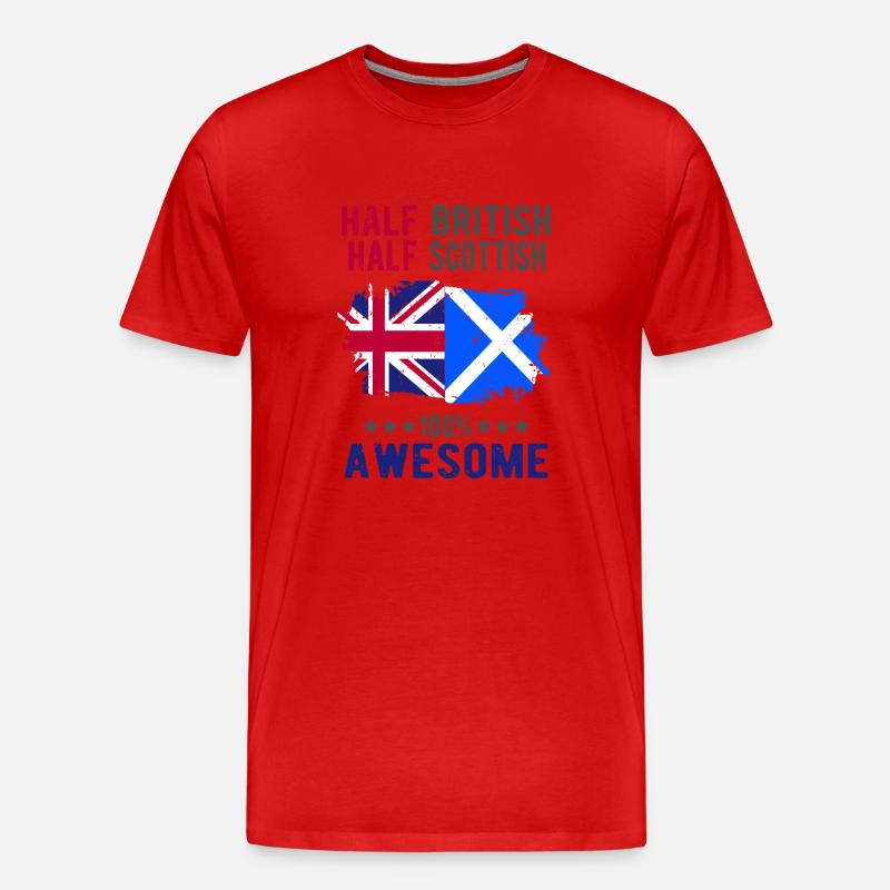 Halb Brite Halb Schotte - Männer Premium Bio T-Shirt - Rot