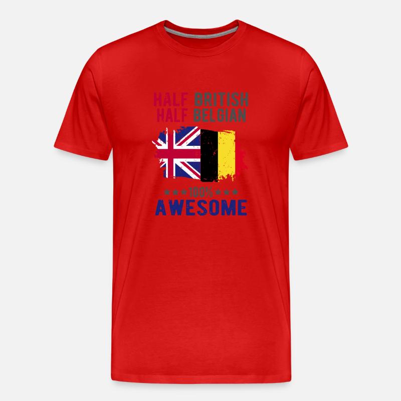 Halb Brite Halb Belgier - Männer Premium Bio T-Shirt - Rot