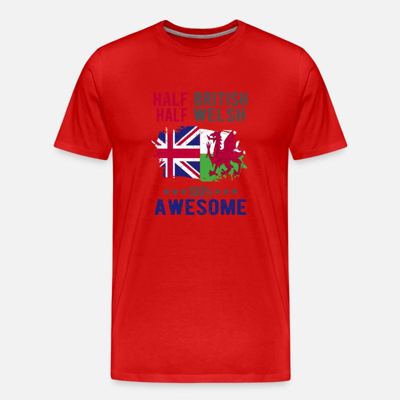 Halb Brite Halb Waliser - Männer Premium Bio T-Shirt - Rot