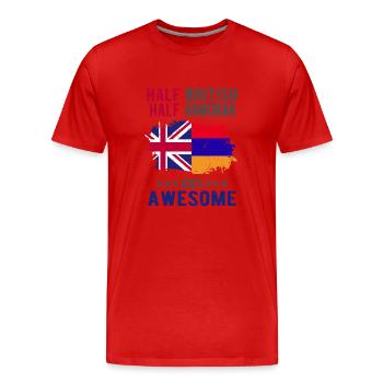 Moitié britannique moitié arménienne - T-shirt bio Premium Homme - rouge - Devant - Damien (186cm)