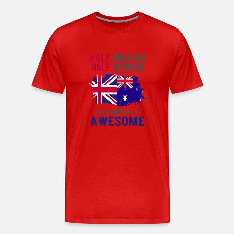 Halb Brite Halb Australier - Männer Premium Bio T-Shirt - Rot