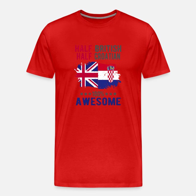 Halb Brite Halb Kroate - Männer Premium Bio T-Shirt - Rot