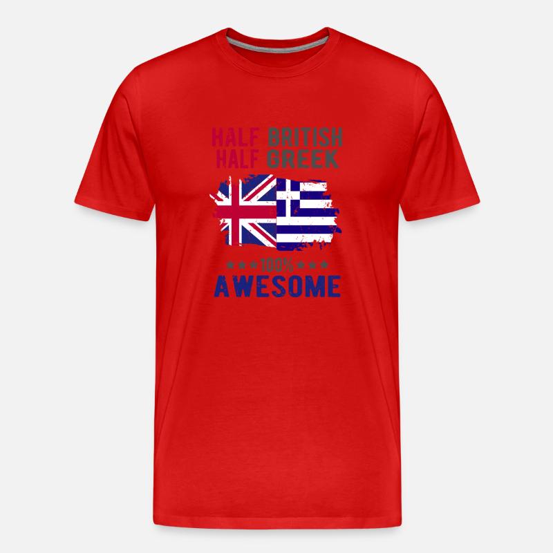 Halb Brite Halb Grieche - Männer Premium Bio T-Shirt - Rot