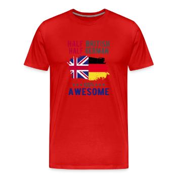 Moitié britannique moitié allemand - T-shirt bio Premium Homme - rouge - Devant - Damien (186cm)