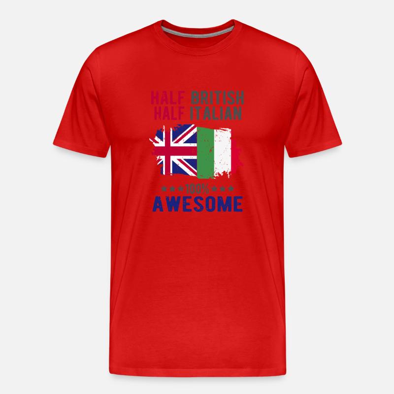 Halb Brite Halb Italiener - Männer Premium Bio T-Shirt - Rot
