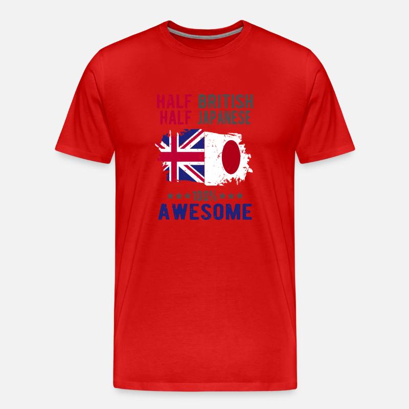 Halb Brite Halb Japaner - Männer Premium Bio T-Shirt - Rot