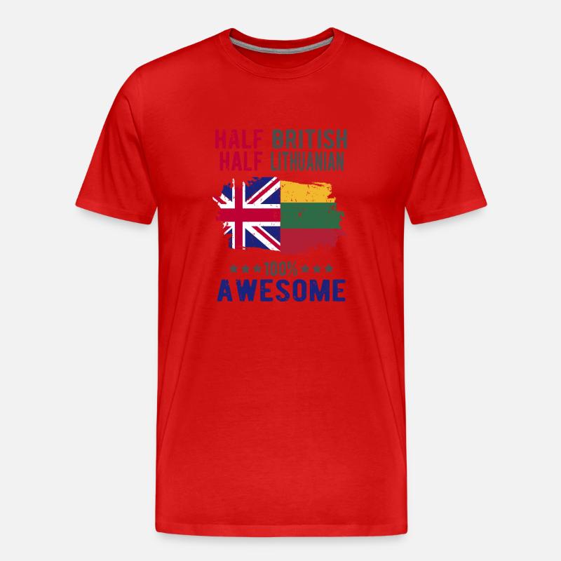 Halb Brite Halb Litauer - Männer Premium Bio T-Shirt - Rot