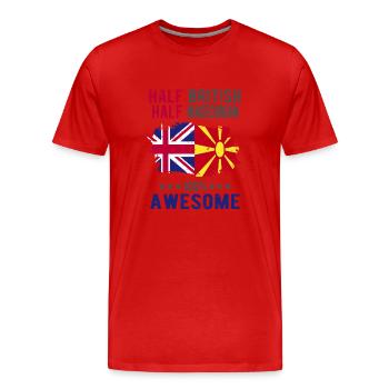 Moitié britannique moitié macédonien - T-shirt bio Premium Homme - rouge - Devant - Damien (186cm)