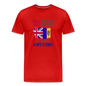 Halb Brite Halb Moldawier - Männer Premium Bio T-Shirt - Rot - Vorne - Damien (186cm)