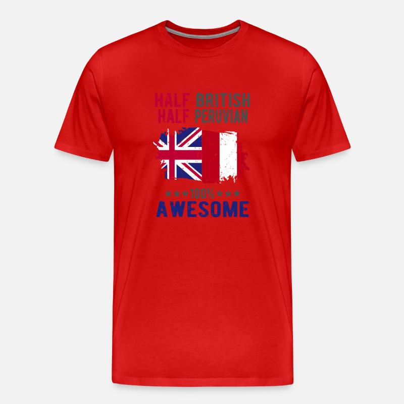 Halb Brite Halb Peruaner - Männer Premium Bio T-Shirt - Rot