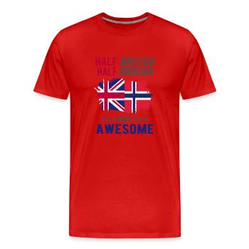 Moitié britannique moitié norvégienne - T-shirt bio Premium Homme - rouge - Devant - Damien (186cm)