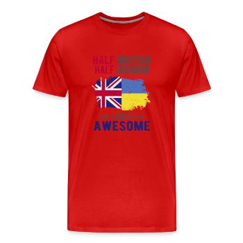 Moitié britannique moitié ukrainienne - T-shirt bio Premium Homme - rouge - Devant - Damien (186cm)