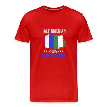 Moitié Français moitié nigérian - T-shirt bio Premium Homme - rouge - Devant - Damien (186cm)