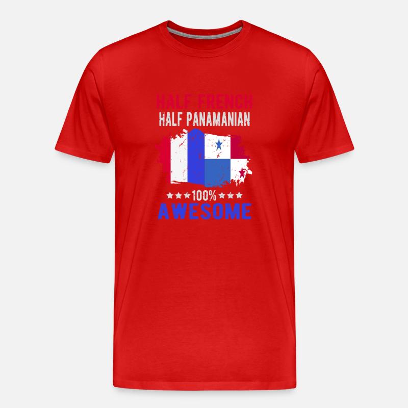 Halb Franzose Halb Panamese - Männer Premium Bio T-Shirt - Rot