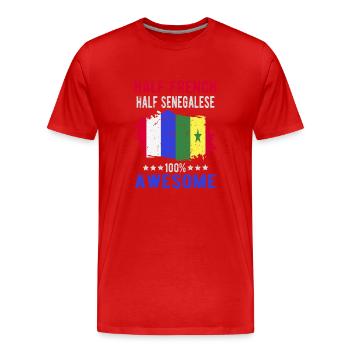 Moitié Français moitié sénégalais - T-shirt bio Premium Homme - rouge - Devant - Damien (186cm)