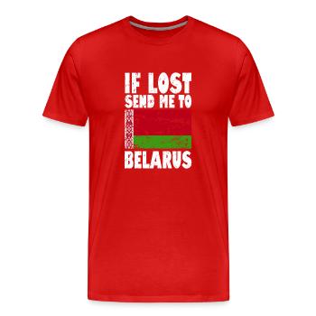 Belarus Flag Slogan - Men's Premium Organic T-Shirt - red - Front - Damien (186cm)