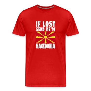 Macedonia Flag Slogan - Men's Premium Organic T-Shirt - red - Front - Damien (186cm)