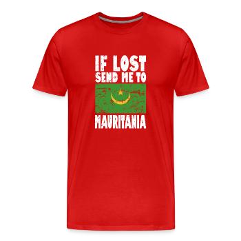 Mauritania Flag Saying - Men's Premium Organic T-Shirt - red - Front - Damien (186cm)