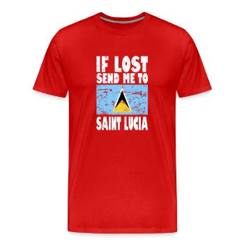 Saint Lucia Flag Saying - Men's Premium Organic T-Shirt - red - Front - Damien (186cm)
