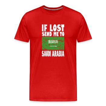 Saudi Arabia Flag Slogan - Men's Premium Organic T-Shirt - red - Front - Damien (186cm)