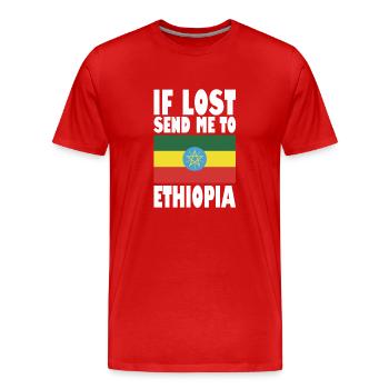 Ethiopia Flag Saying - Men's Premium Organic T-Shirt - red - Front - Damien (186cm)