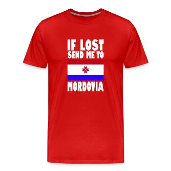 Mordovia Flag Slogan - Men's Premium Organic T-Shirt - red - Front - Damien (186cm)