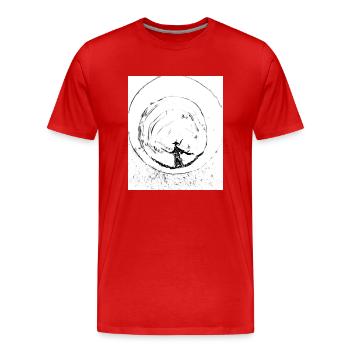 Le flux d’énergie de votre cœur - T-shirt bio Premium Homme - rouge - Devant - Damien (186cm)
