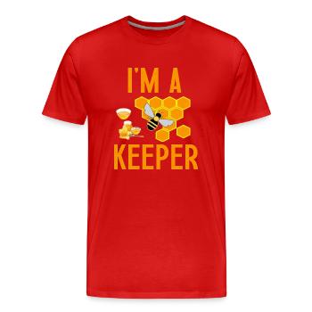 I am a keeper gift for beekeeper humor - T-shirt bio Premium Homme - rouge - Devant - Damien (186cm)