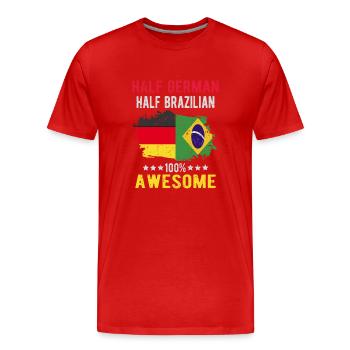 Moitié allemand moitié brésilien - T-shirt bio Premium Homme - rouge - Devant - Damien (186cm)