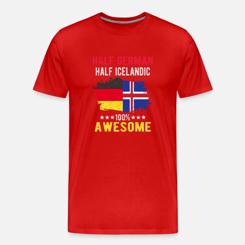 Halb Deutsch Halb Isländer - Männer Premium Bio T-Shirt - Rot