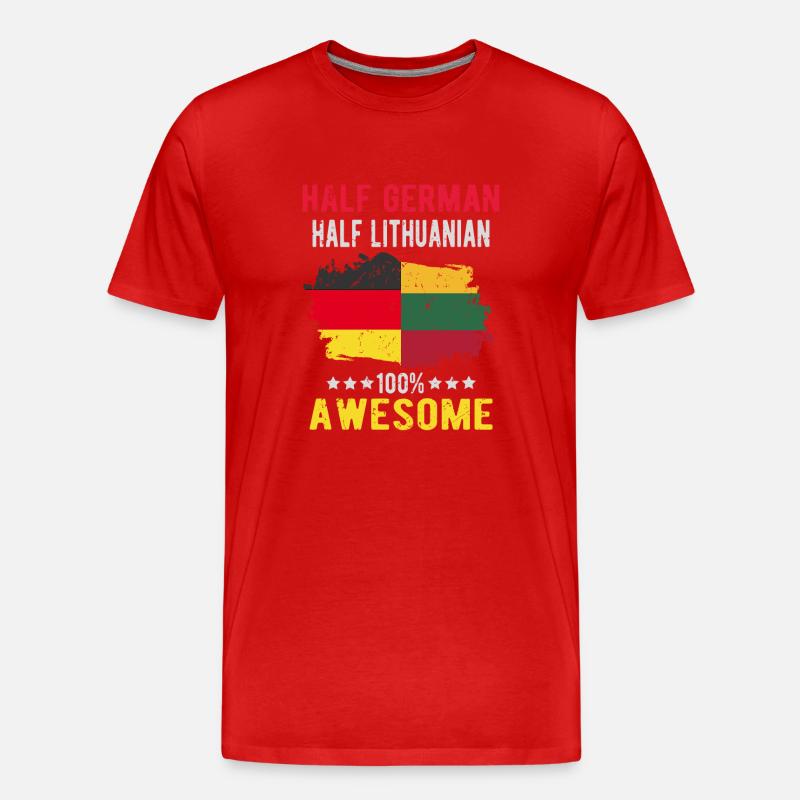 Halb Deutsch Halb Litauer - Männer Premium Bio T-Shirt - Rot