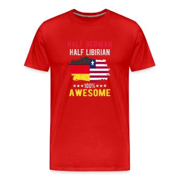Halb Deutsch Halb Libyer - Männer Premium Bio T-Shirt - Rot - Vorne - Damien (186cm)