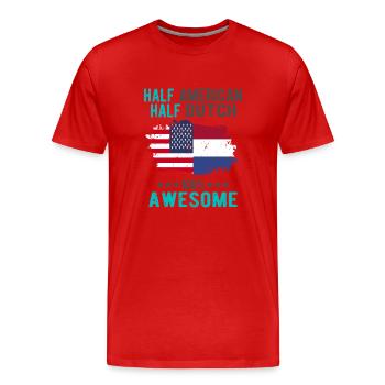 Moitié américain moitié néerlandais - T-shirt bio Premium Homme - rouge - Devant - Damien (186cm)