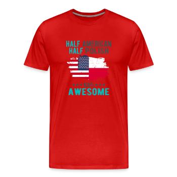Half American Half Singaporean - Men's Premium Organic T-Shirt - red - Front - Damien (186cm)