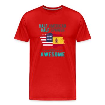 Half American Half Spanish - Men's Premium Organic T-Shirt - red - Front - Damien (186cm)