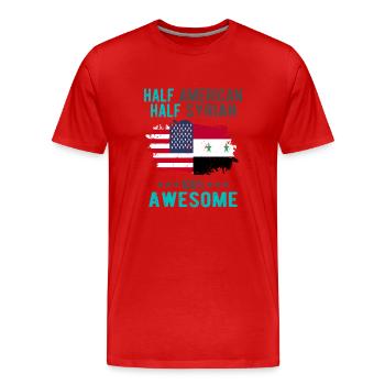 Moitié américain moitié syrien - T-shirt bio Premium Homme - rouge - Devant - Damien (186cm)