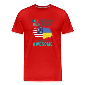 Half American Half Ukrainian - Men's Premium Organic T-Shirt - red - Front - Damien (186cm)