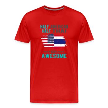 Half American Half Thai - Men's Premium Organic T-Shirt - red - Front - Damien (186cm)