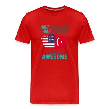 Half American Half Turkish - Men's Premium Organic T-Shirt - red - Front - Damien (186cm)