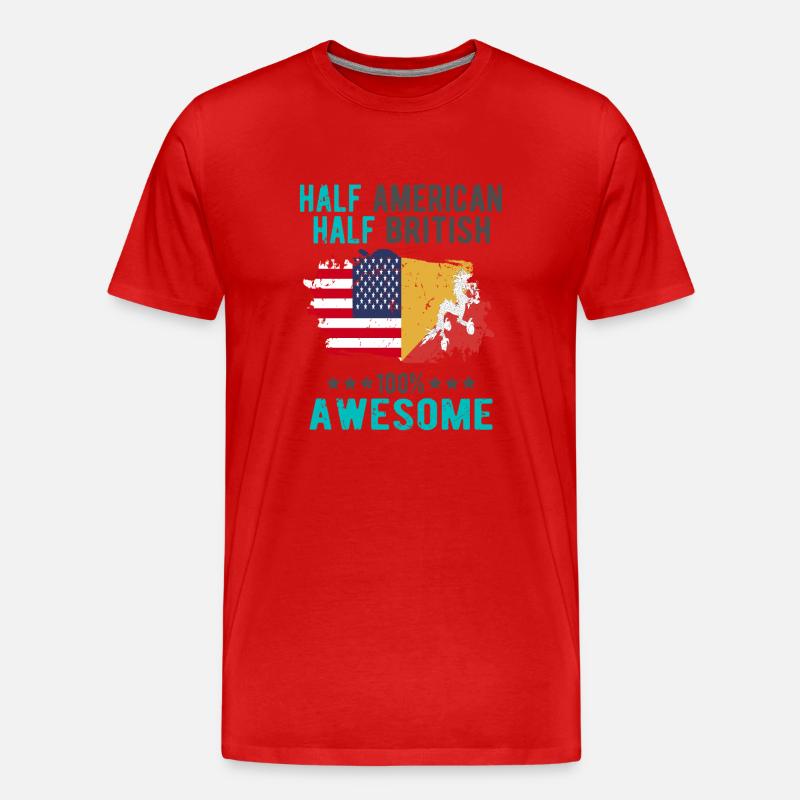 Halb Amerikaner Halb Brite - Männer Premium Bio T-Shirt - Rot