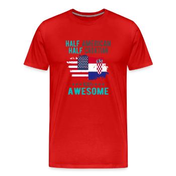 Half American, half Croat - Men's Premium Organic T-Shirt - red - Front - Damien (186cm)