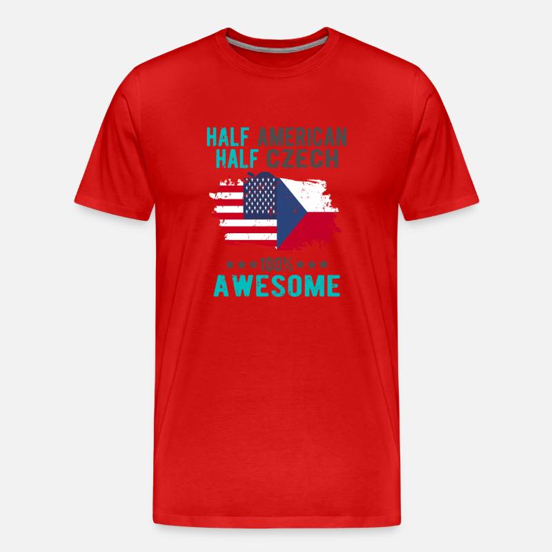 Halb Amerikaner Halb Tscheche - Männer Premium Bio T-Shirt - Rot