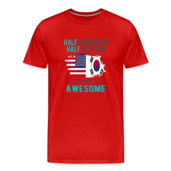 Half American Half South Korean - Men's Premium Organic T-Shirt - red - Front - Damien (186cm)