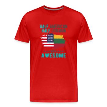 Half American Half Lithuanian - Men's Premium Organic T-Shirt - red - Front - Damien (186cm)