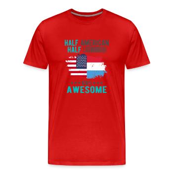 Half American Half Luxembourger - Men's Premium Organic T-Shirt - red - Front - Damien (186cm)