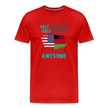 Half American Half Malawi - Men's Premium Organic T-Shirt - red - Front - Damien (186cm)