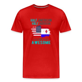 Half American Half Mordvins - Men's Premium Organic T-Shirt - red - Front - Damien (186cm)