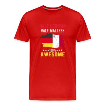 Moitié allemand moitié Mateser - T-shirt bio Premium Homme - rouge - Devant - Damien (186cm)
